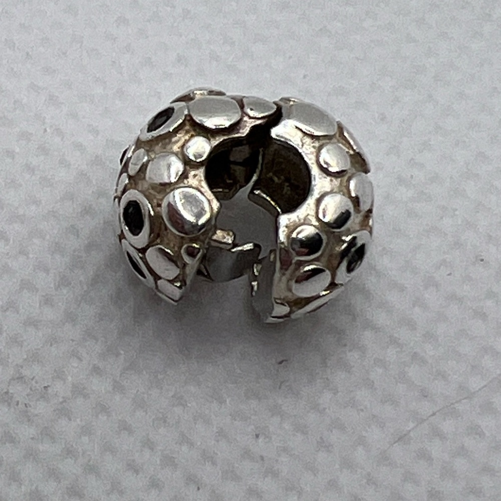 Authentic Pandora Silver BLACK CZ ENCORE Clip Bead S925 ALE